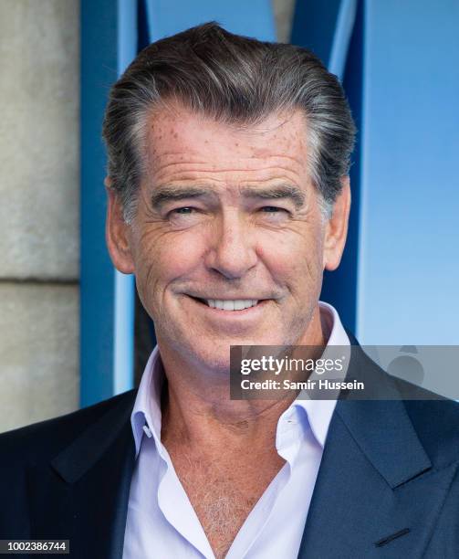 Pierce Brosnan attends the UK Premiere of "Mamma Mia! Here We Go Again" at Eventim Apollo on July 16, 2018 in London, England.