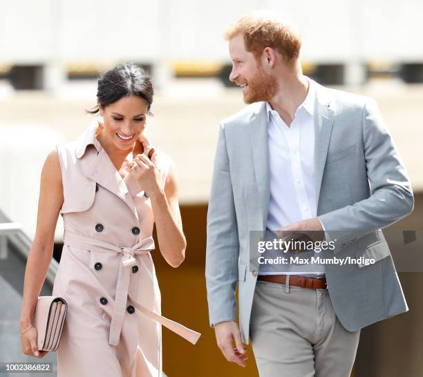 Meghan, Duchess of Sussex and Prince Harry, Duke of Sussex visits The Nelson Mandela Centenary Exhibition at the Southbank Centre on July 17, 2018 in...