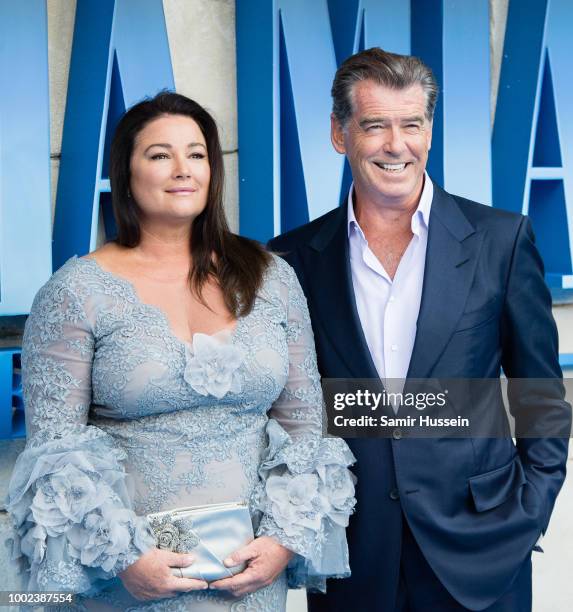 Keely Shaye Smith and Pierce Brosnan attends the UK Premiere of "Mamma Mia! Here We Go Again" at Eventim Apollo on July 16, 2018 in London, England.