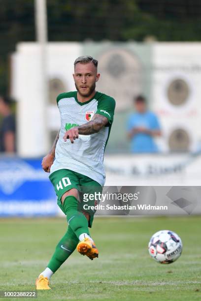 Tim Rieder of Augsburg plays the ball during the pre-season friendly match between SC Olching and FC Augsburg on July 19, 2018 in Olching, Germany.