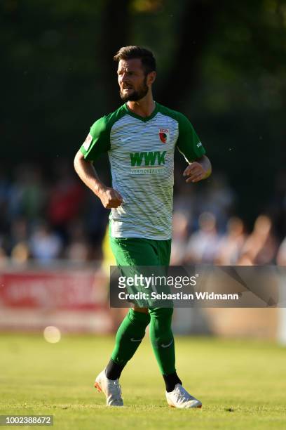 Marcel Heller of Augsburg looks on during the pre-season friendly match between SC Olching and FC Augsburg on July 19, 2018 in Olching, Germany.