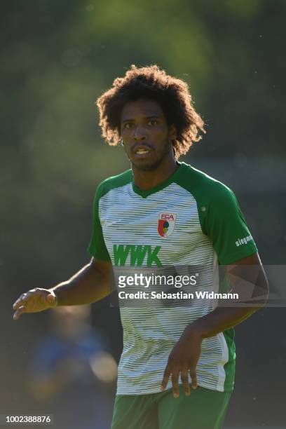 Francisco da Silva Caiuby of Augsburg looks on during the pre-season friendly match between SC Olching and FC Augsburg on July 19, 2018 in Olching,...