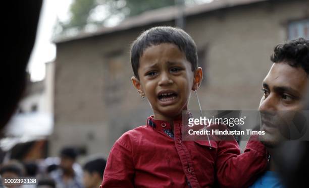 Kid with piercing during a procession in memory of Chota Shaikh Salla at his dargah in Kasba Peth, on July 19, 2018 in Pune, India. According to...