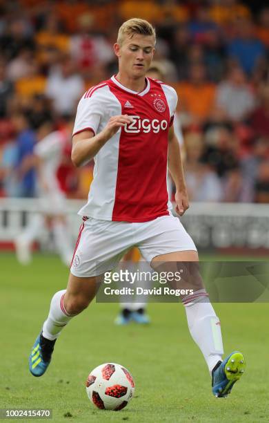Matthijs de Ligt of Ajax passes the ball during the pre seaon friendly match between Wolverhampton Wanderers and Ajax at the Banks' Stadium on July...