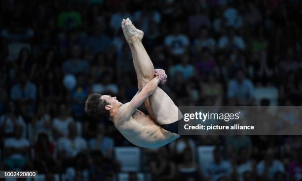 Britain's Thomas Daley in action during the men's 10m platform finale of the FINA World Championships 2017 in Budapest, Hungary, 22 July 2017. Photo:...