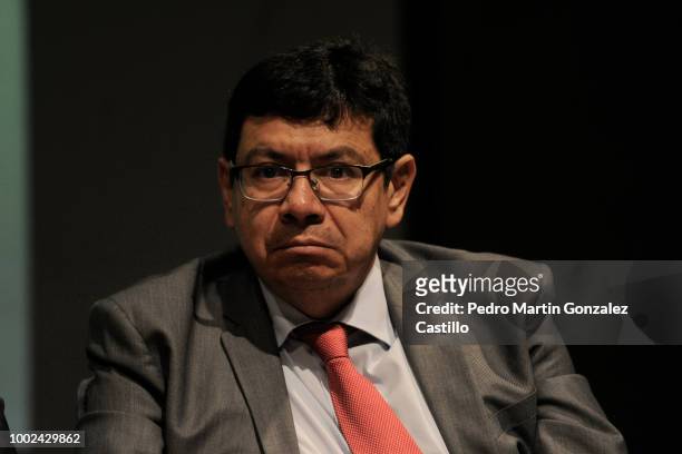 Director of British Council Edgardo Bermejo Mora seen during the 'Hay Festival Queretaro 2018' press conference on July 17, 2018 in Mexico City,...