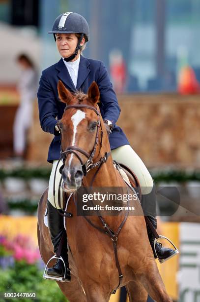 Princess Elena of Spain attends during CSI Casas Novas Horse Jumping Competition on July 20, 2018 in A Coruna, Spain.