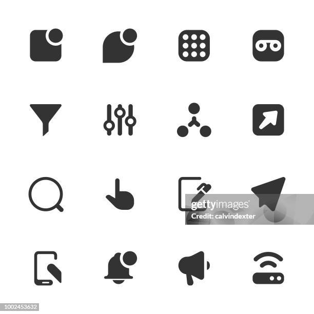 digital communications icon set - dark solid series - filters stock illustrations