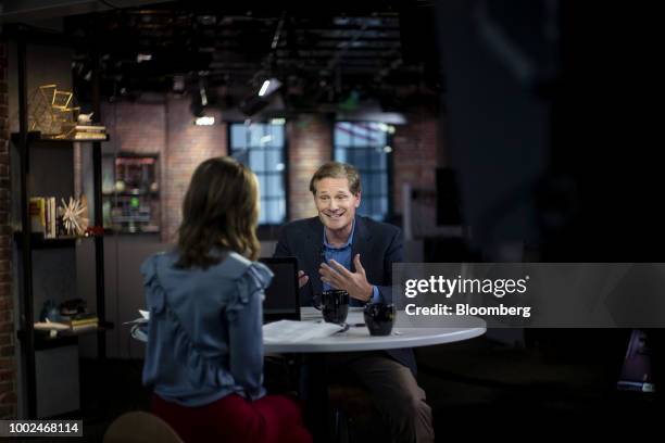 Bill Demas, chief executive officer of Conviva Inc., speaks during a Bloomberg Technology Television interview in San Francisco, California, U.S., on...