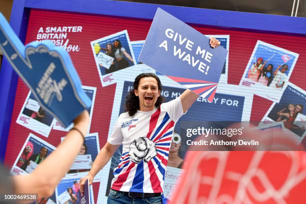 Member of the Smart Energy Team addresses the crowd as Phil Spencer speaks at Trinity Shopping as part of the Smart Energy GB campaign to inspire the...