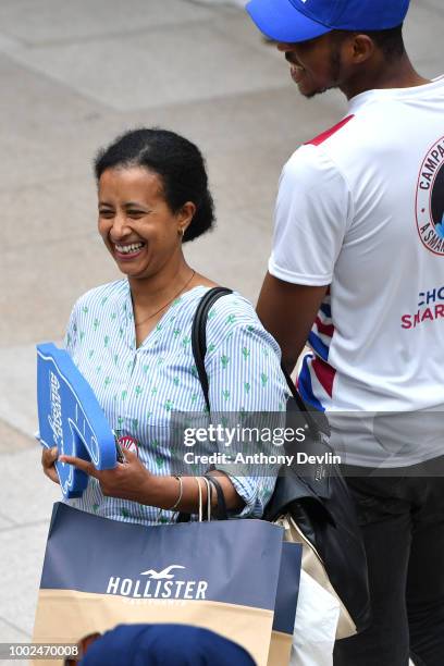 Woman reacts as Phil Spencer and Olivia Lee speak at Trinity Shopping as part of the Smart Energy GB campaign to inspire the nation to install a...