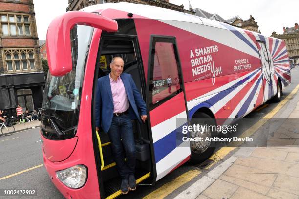 Phil Spencer poses with the Smart Energy bus after Phil Spencer was at Trinity Shopping as part of the Smart Energy GB campaign to inspire the nation...