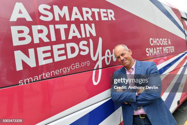 Phil Spencer poses with the Smart Energy bus after Phil Spencer was at Trinity Shopping as part of the Smart Energy GB campaign to inspire the nation...