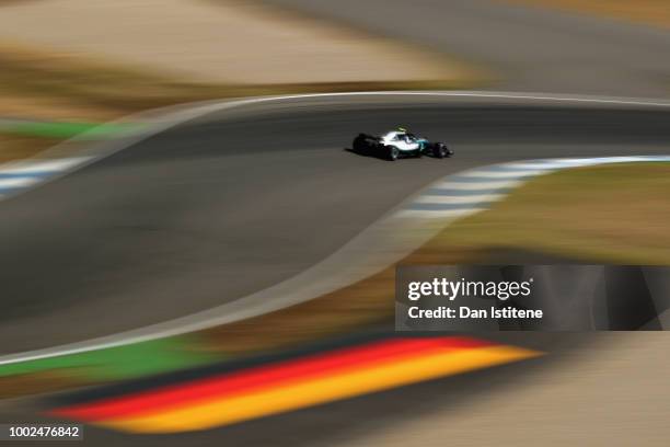 Valtteri Bottas driving the Mercedes AMG Petronas F1 Team Mercedes WO9 on track during practice for the Formula One Grand Prix of Germany at...