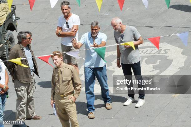 Actor/director George Clooney is seen on set filming 'Catch 22' on July 20, 2018 in Sutri, Viterbo, Italy.