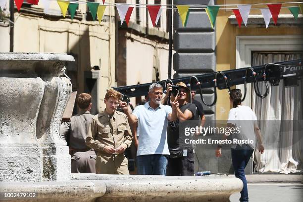 Actor/director George Clooney is seen on set filming 'Catch 22' on July 20, 2018 in Sutri, Viterbo, Italy.