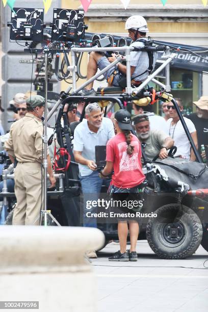 Actor/director George Clooney is seen on set filming 'Catch 22' on July 20, 2018 in Sutri, Viterbo, Italy.