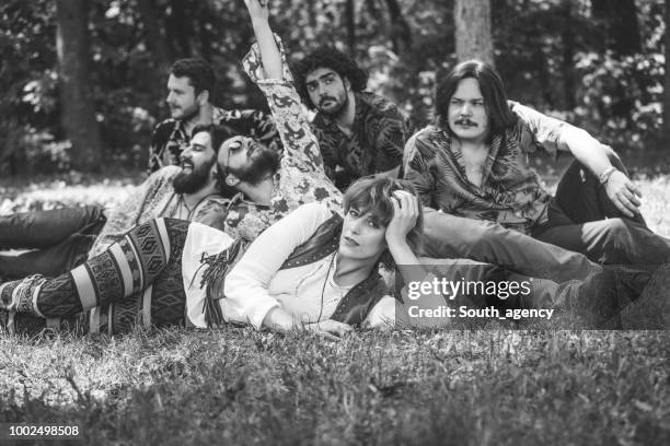 best friends in park - hippie stock pictures, royalty-free photos & images