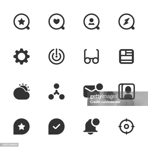 social media icon set - dark solid series - reading email stock illustrations