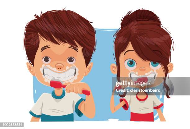 brushing teeth - brushing teeth stock illustrations