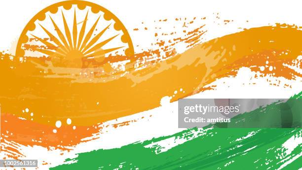 indische flagge abstrakt - indische flagge stock-grafiken, -clipart, -cartoons und -symbole