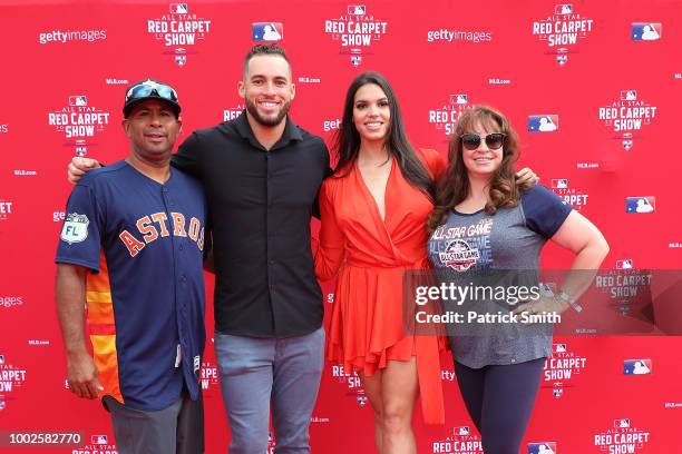 George Springer of the Houston Astros and the American League and guests attend the 89th MLB All-Star Game, presented by MasterCard red carpet at...