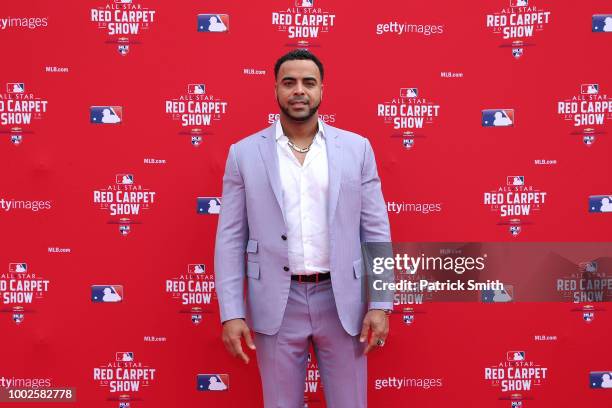 Nelson Cruz of the Seattle Mariners attends the 89th MLB All-Star Game, presented by MasterCard red carpet at Nationals Park on July 17, 2018 in...