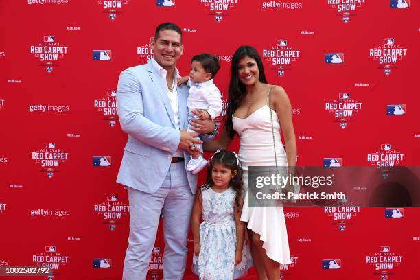 Wilson Ramos of the Tampa Bay Rays and the American League and guests attend the 89th MLB All-Star Game, presented by MasterCard red carpet at...