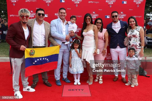 Wilson Ramos of the Tampa Bay Rays and the American League and guests attend the 89th MLB All-Star Game, presented by MasterCard red carpet at...