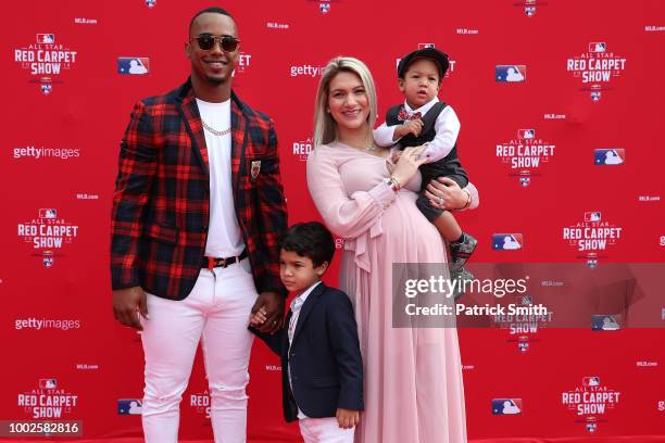 Jean Segura of the Seattle Mariners and the American League and guests attend the 89th MLB All-Star Game, presented by MasterCard red carpet at...
