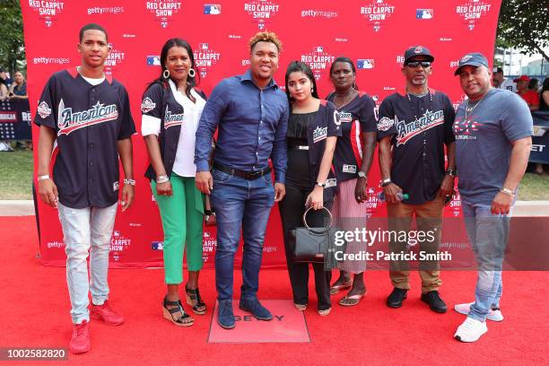 Jose Ramirez of the Cleveland Indians and guests attend the 89th MLB All-Star Game, presented by MasterCard red carpet at Nationals Park on July 17,...