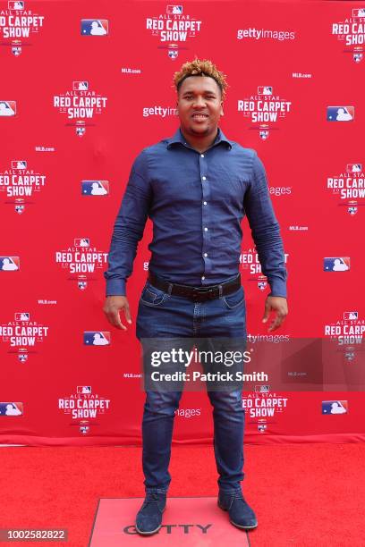 Jose Ramirez of the Cleveland Indians and the American League attend the 89th MLB All-Star Game, presented by MasterCard red carpet at Nationals Park...