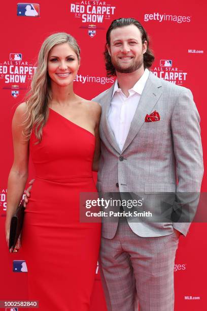 Gerrit Cole of the Houston Astros and guest attend the 89th MLB All-Star Game, presented by MasterCard red carpet at Nationals Park on July 17, 2018...