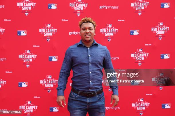 Jose Ramirez of the Cleveland Indians and the American League attend the 89th MLB All-Star Game, presented by MasterCard red carpet at Nationals Park...