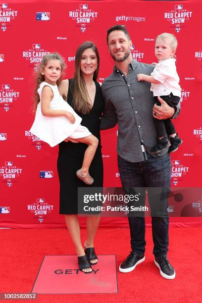 Yan Gomes of the Cleveland Indians and the American League and guests attend the 89th MLB All-Star Game, presented by MasterCard red carpet at...