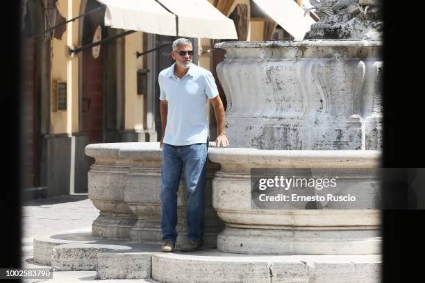 Actor/director George Clooney is seen on set filming 'Catch 22' on July 20, 2018 in Sutri, Viterbo, Italy.
