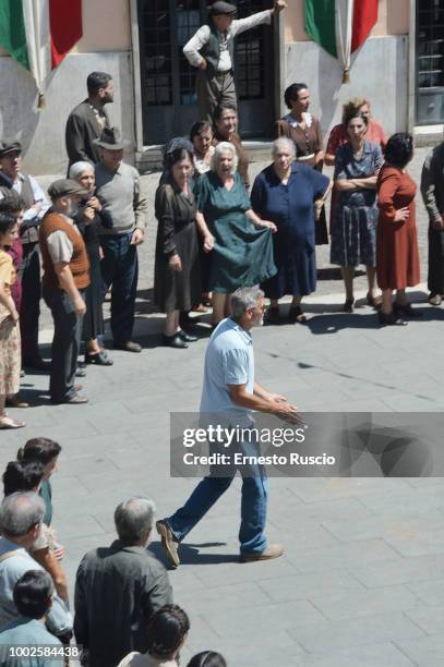 Actor/director George Clooney is seen on set filming 'Catch 22' on July 20, 2018 in Sutri, Viterbo, Italy.