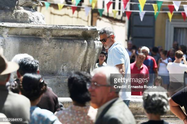 Actor/director George Clooney is seen on set filming 'Catch 22' on July 20, 2018 in Sutri, Viterbo, Italy.