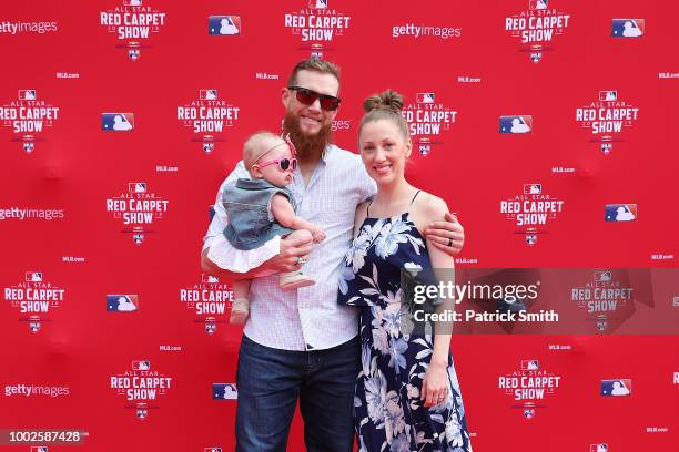 Craig Kimbrel of the Boston Red Sox and guests attend the 89th MLB All-Star Game, presented by MasterCard red carpet at Nationals Park on July 17,...