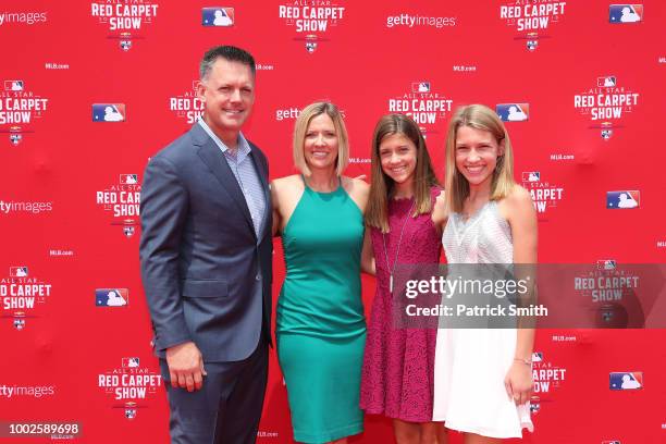 Manager A.J. Hinch of the Houston Astros and guests attend the 89th MLB All-Star Game, presented by MasterCard red carpet at Nationals Park on July...