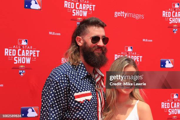 Charlie Blackmon of the Colorado Rockies and the National League and fiancee Ashley Cook attend the 89th MLB All-Star Game, presented by MasterCard...