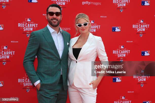 Justin Verlander of the Houston Astros and the American League and wife Kate Upton attend the 89th MLB All-Star Game, presented by MasterCard red...