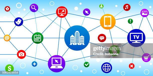 building internet communication technology triangular node pattern background - building wireframe stock illustrations