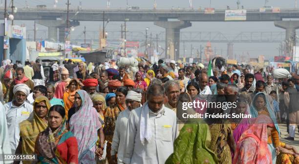 Kumbh camp in Allahabad for pilgrims and sadhus. The Kumbh Mela is a mass Hindu pilgrimage of faith in which Hindus gather to bathe in a sacred...