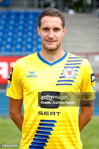 Stephan Fuerstner of Eintracht Braunschweig poses during the team presentation at Eintracht Stadion on July 20, 2018 in Braunschweig, Germany.