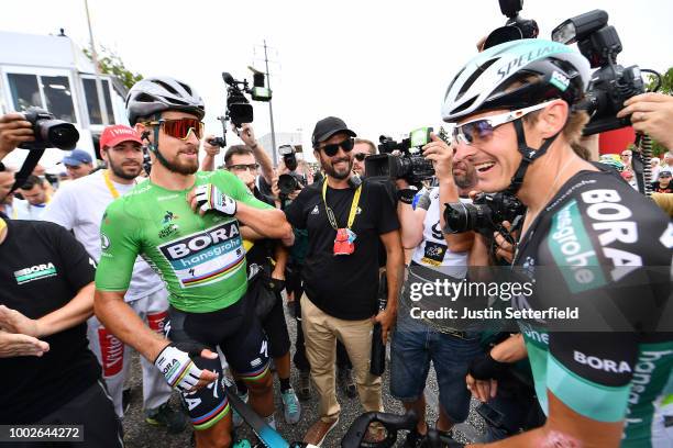 Arrival / Peter Sagan of Slovakia and Team Bora Hansgrohe Green Sprint Jersey / Marcus Burghardt of Germany and Team Bora Hansgrohe / Celebration /...