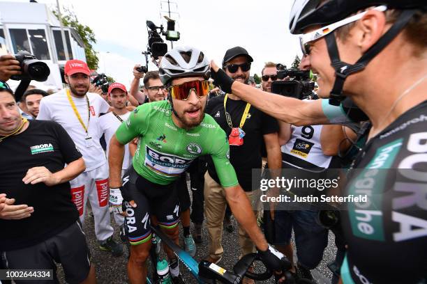 Arrival / Peter Sagan of Slovakia and Team Bora Hansgrohe Green Sprint Jersey / Marcus Burghardt of Germany and Team Bora Hansgrohe / Celebration /...