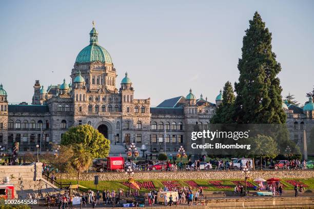 The British Columbia Parliament buildings stand in Victoria, British Columbia, Canada, on Friday, July 13, 2018. Canadian tourism spending rose 0.2%...