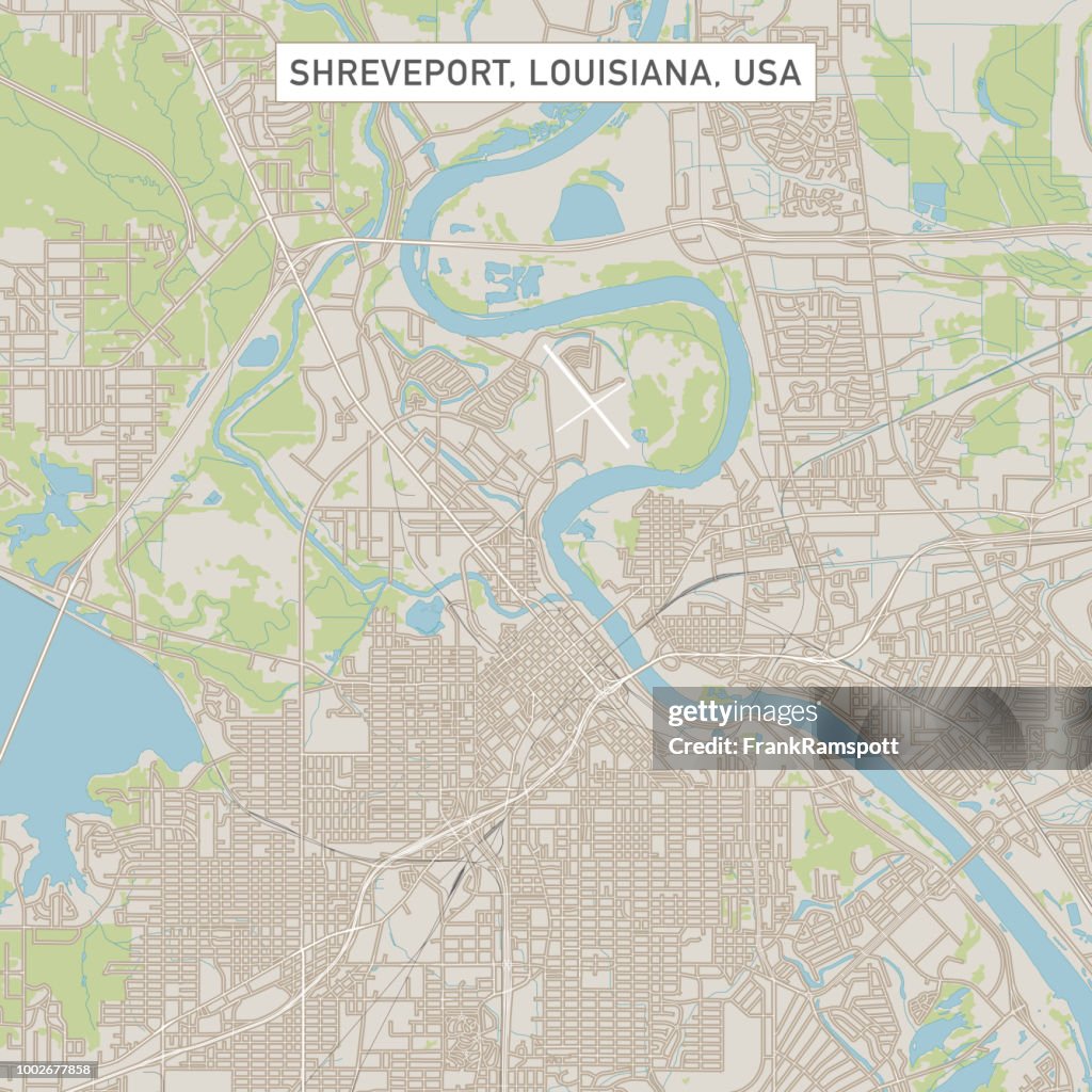 Shreveport Louisiana US City Street Map