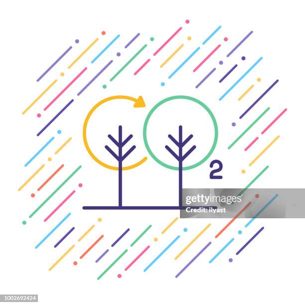 carbon footprint line icon - carbon cycle stock illustrations